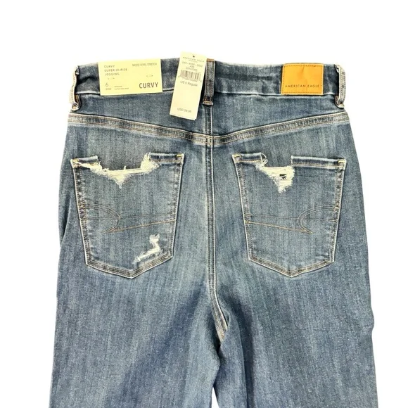 American Eagle Curvy Super Hi-rise Jegging stretch covered holes Dark Wash - Picture 5 of 10